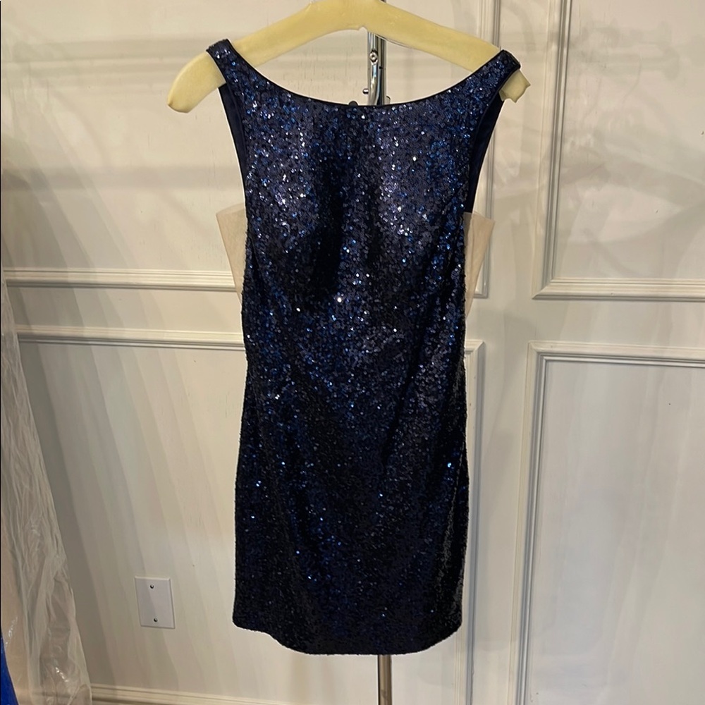 Elegant Navy Sequin Dress
